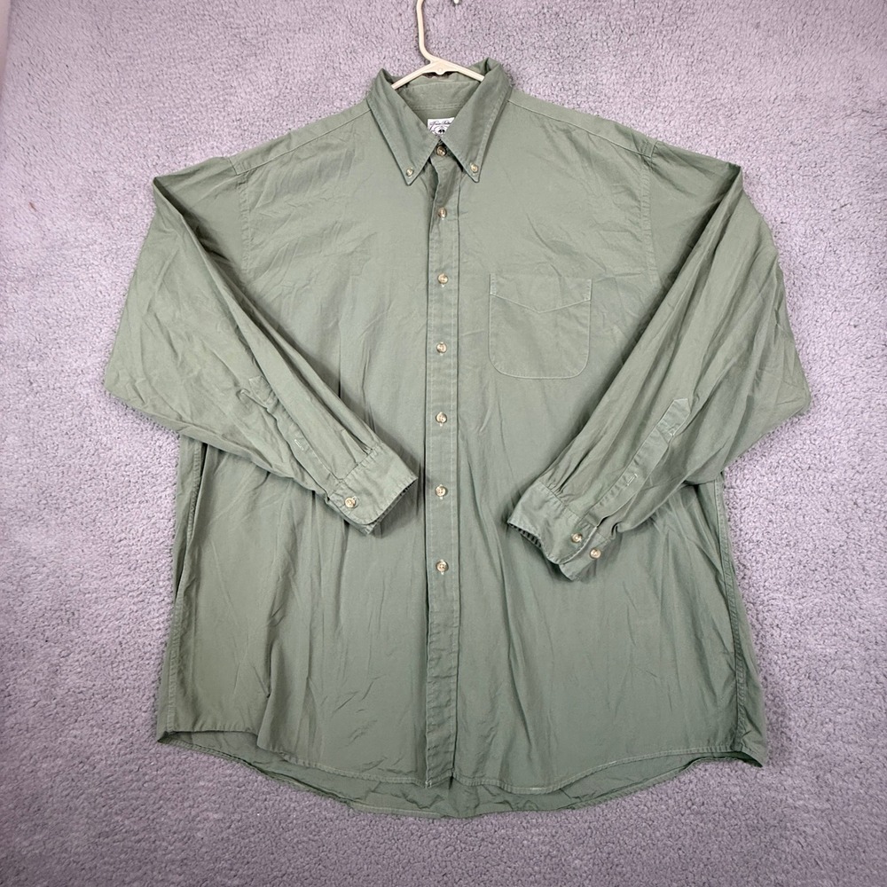 Brooks Brothers Sport Shirt Mens XL Olive Green Button Down Long Sleeve Casual
